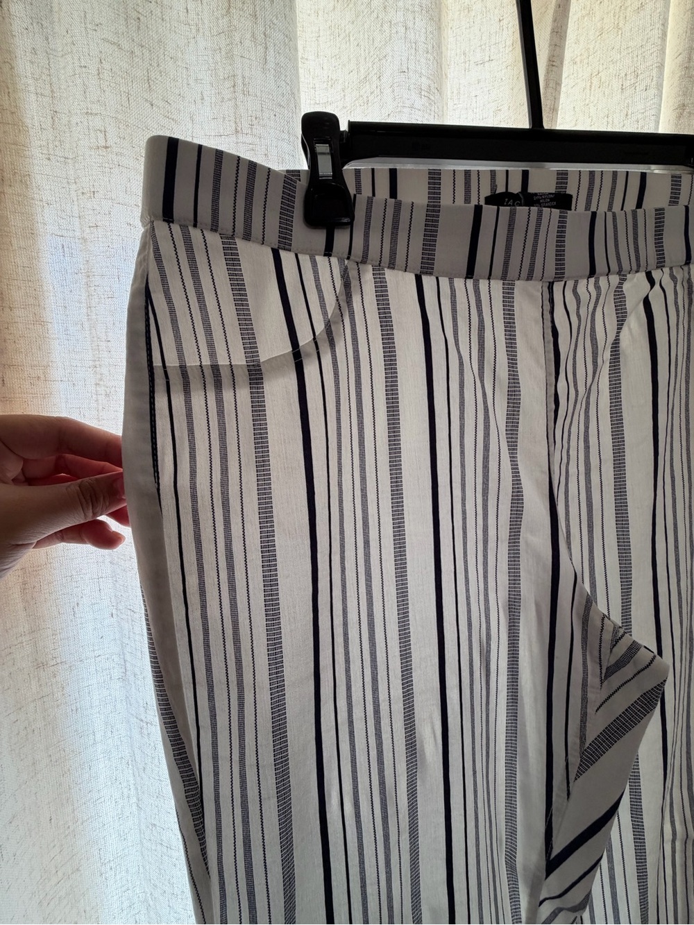 Zac & Rachel White Pants with Black Stripes - Slim Tailored Trousers